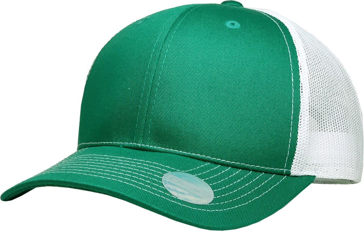 Kelly Green White Two Tone Classic 6 Panel Trucker Mesh Snapback Front Side View